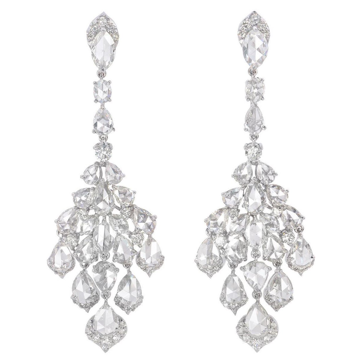 6.90 carat Diamond Chandelier Drop Earrings For Sale at 1stDibs