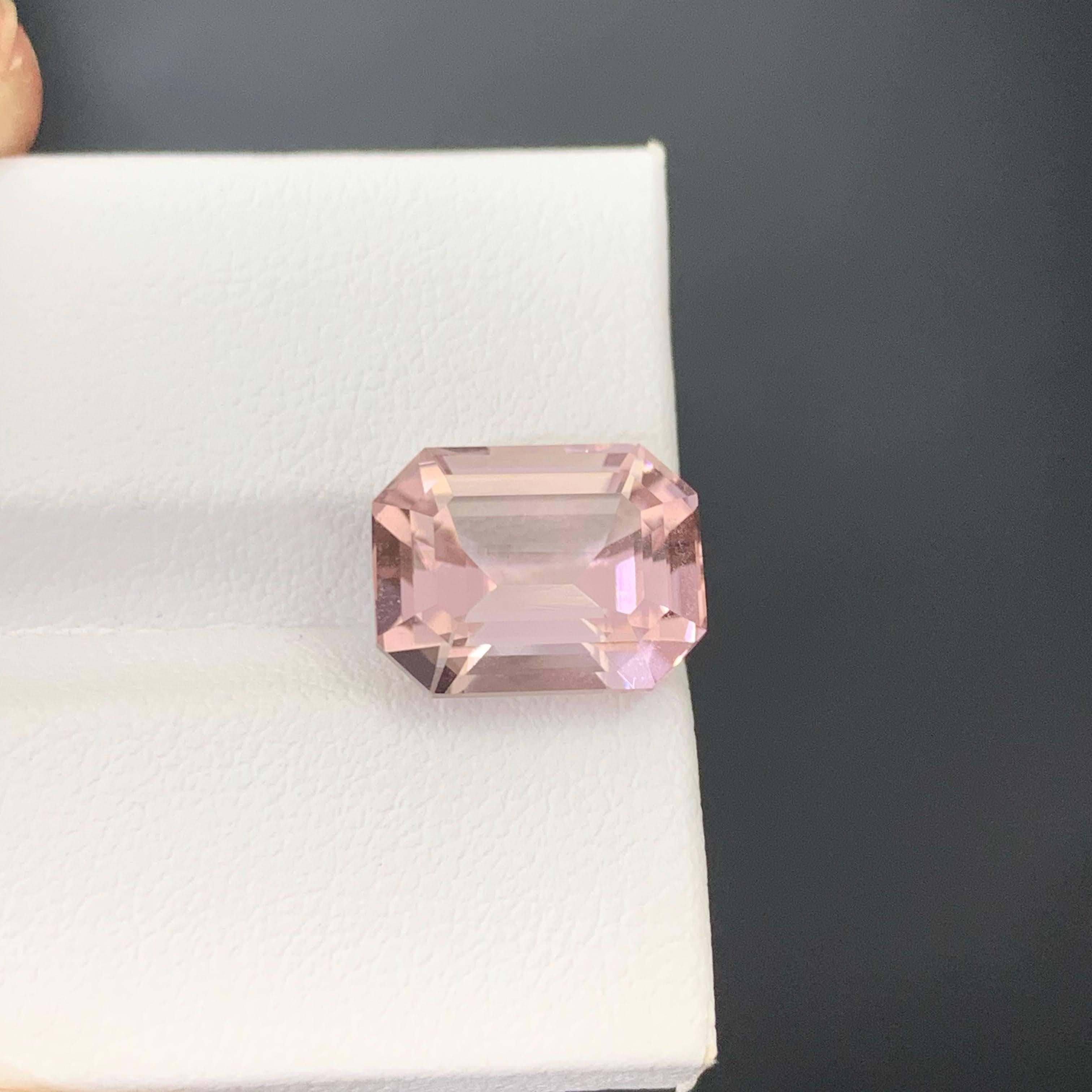 6.90 Carat Natural Loose Baby Pink Tourmaline Stone Emerald Cut African Gemstone For Sale 5