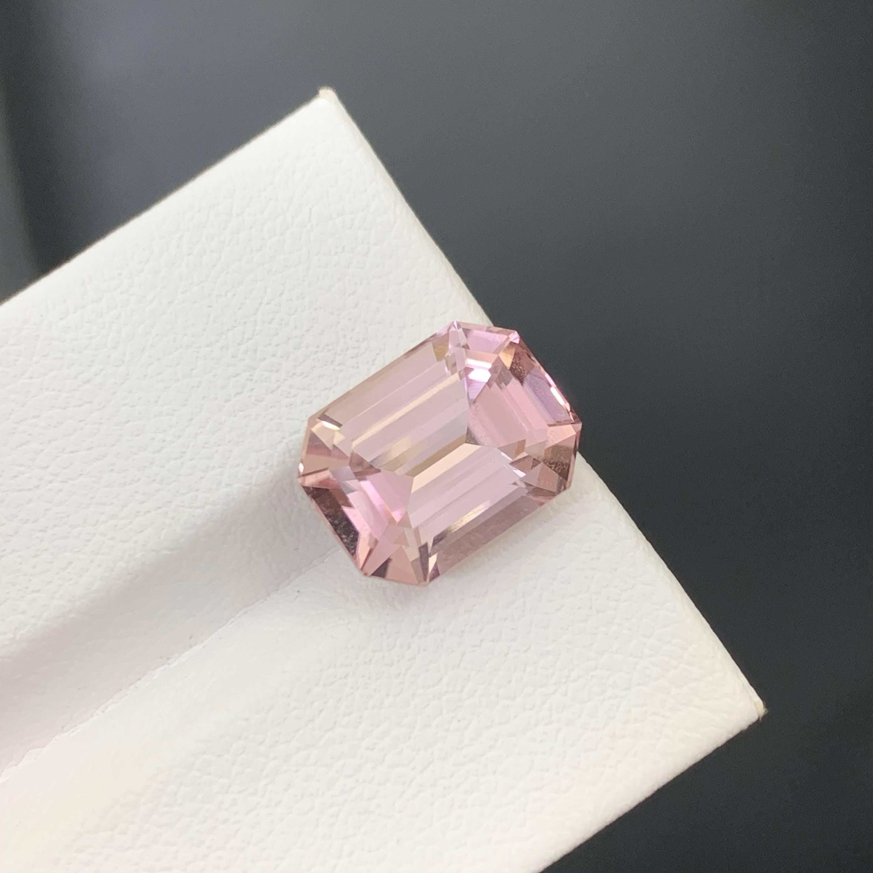 6.90 Carat Natural Loose Baby Pink Tourmaline Stone Emerald Cut African Gemstone For Sale 6