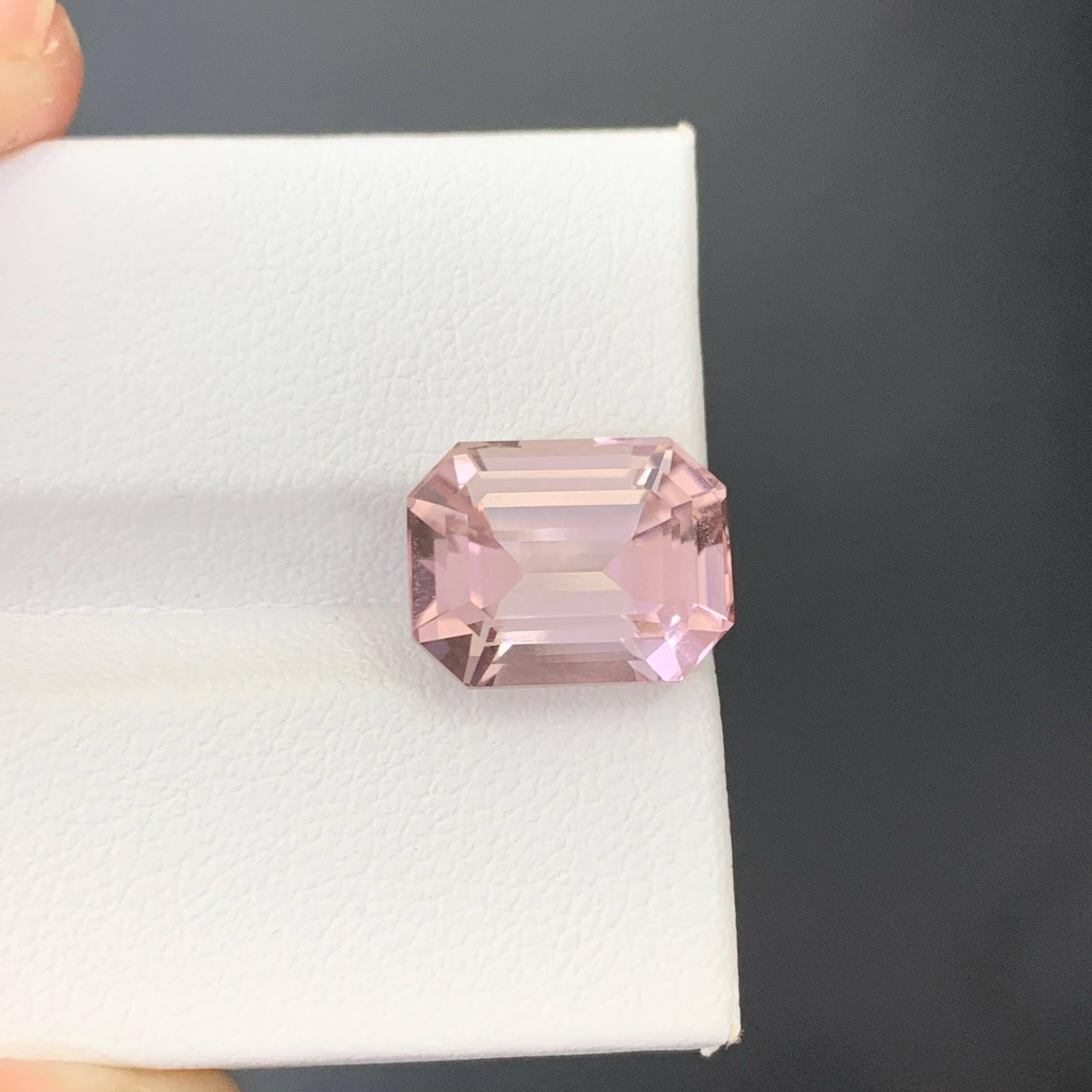 Modern 6.90 Carat Natural Loose Baby Pink Tourmaline Stone Emerald Cut African Gemstone For Sale