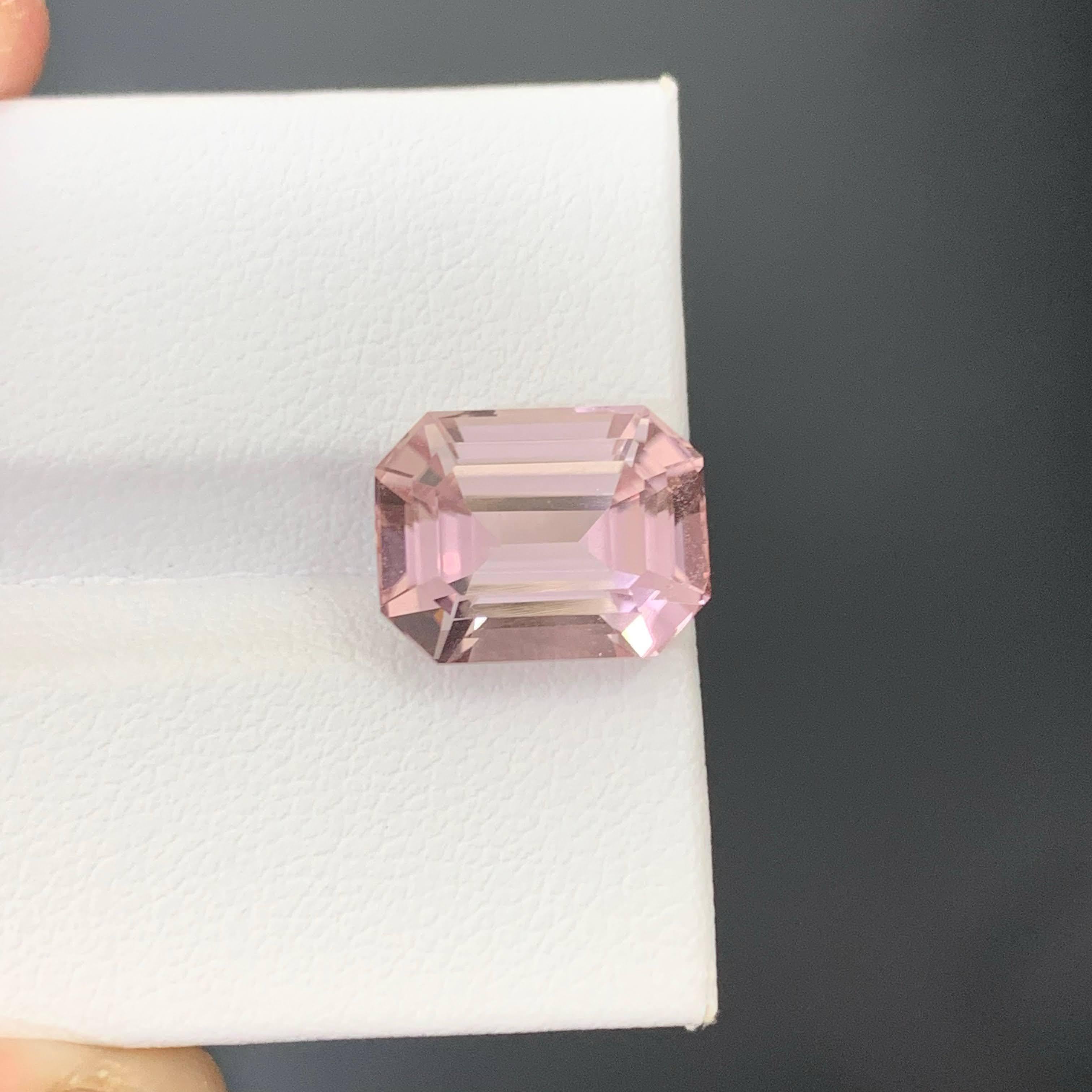 6.90 Carat Natural Loose Baby Pink Tourmaline Stone Emerald Cut African Gemstone In New Condition For Sale In Bangkok, TH