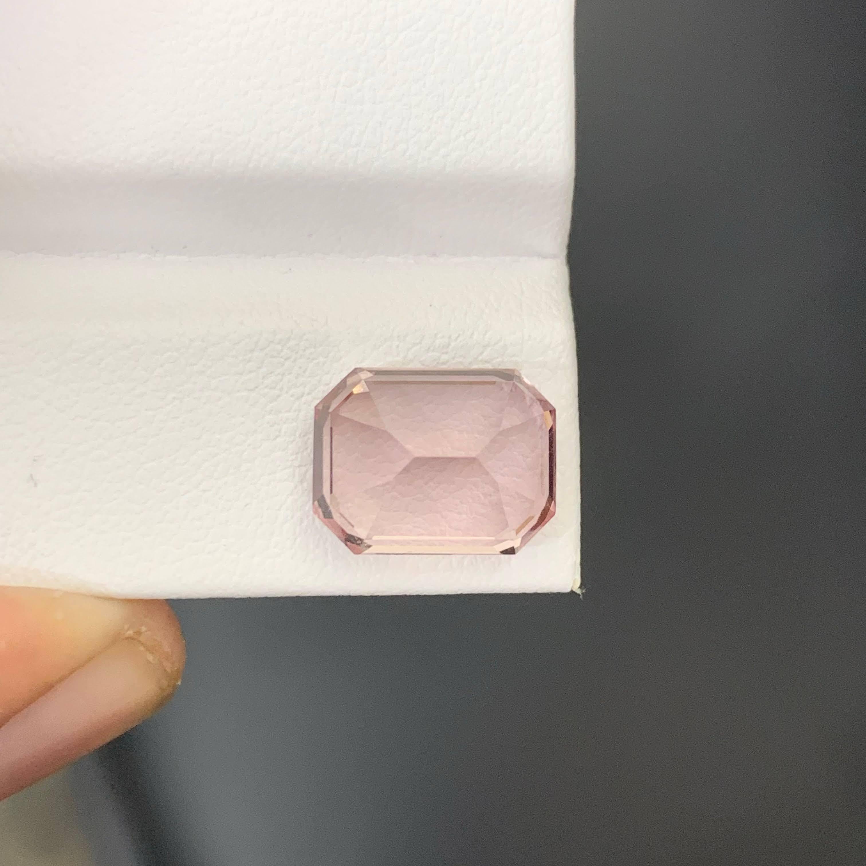 6.90 Carat Natural Loose Baby Pink Tourmaline Stone Emerald Cut African Gemstone For Sale 1