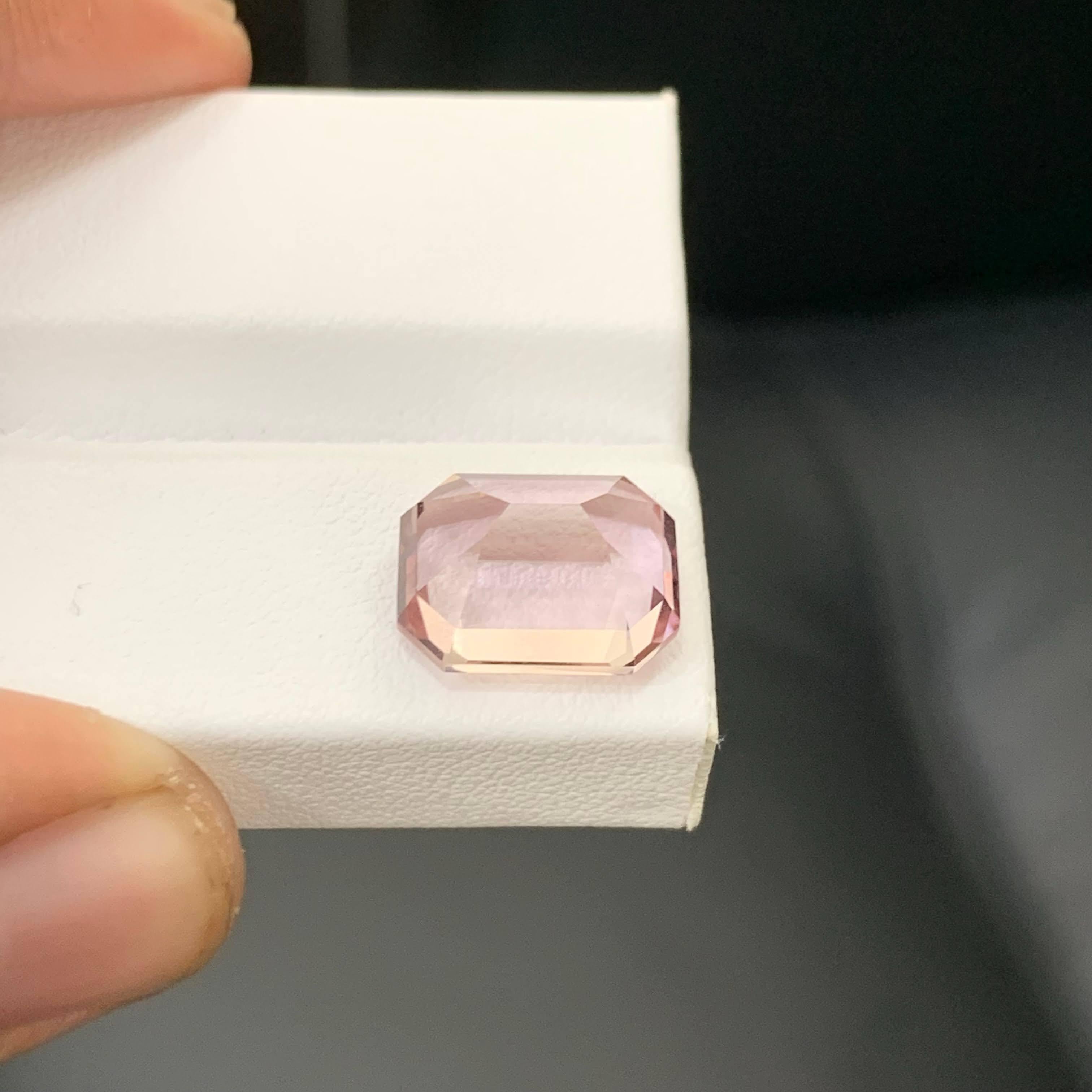6.90 Carat Natural Loose Baby Pink Tourmaline Stone Emerald Cut African Gemstone For Sale 2
