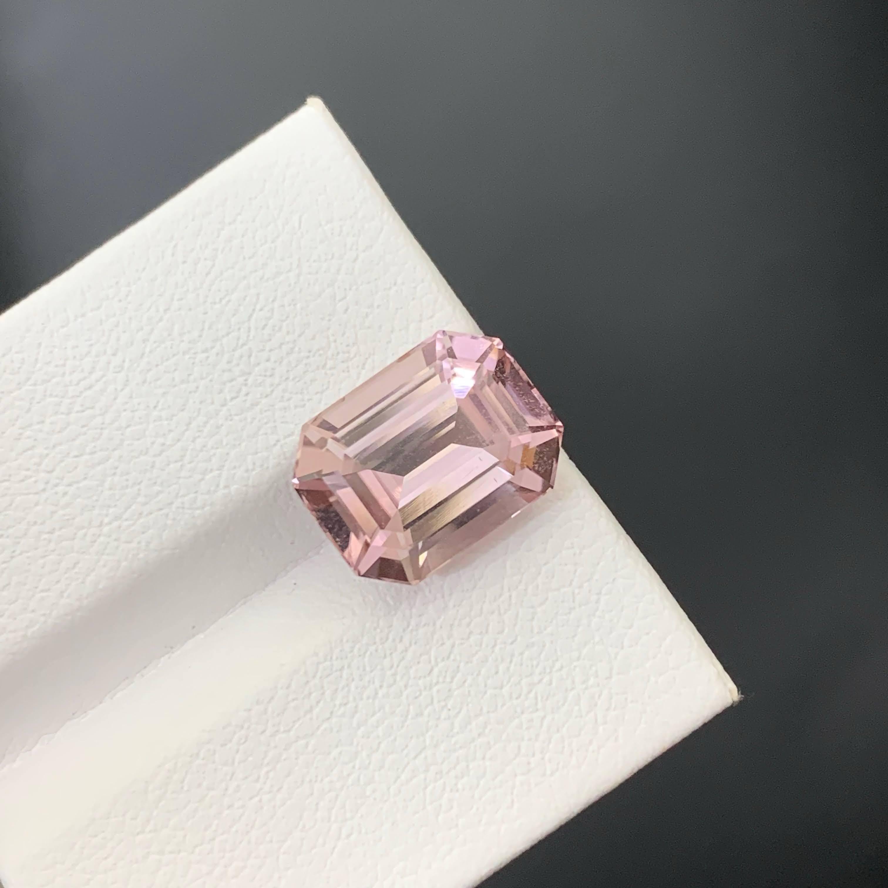 6.90 Carat Natural Loose Baby Pink Tourmaline Stone Emerald Cut African Gemstone For Sale 3