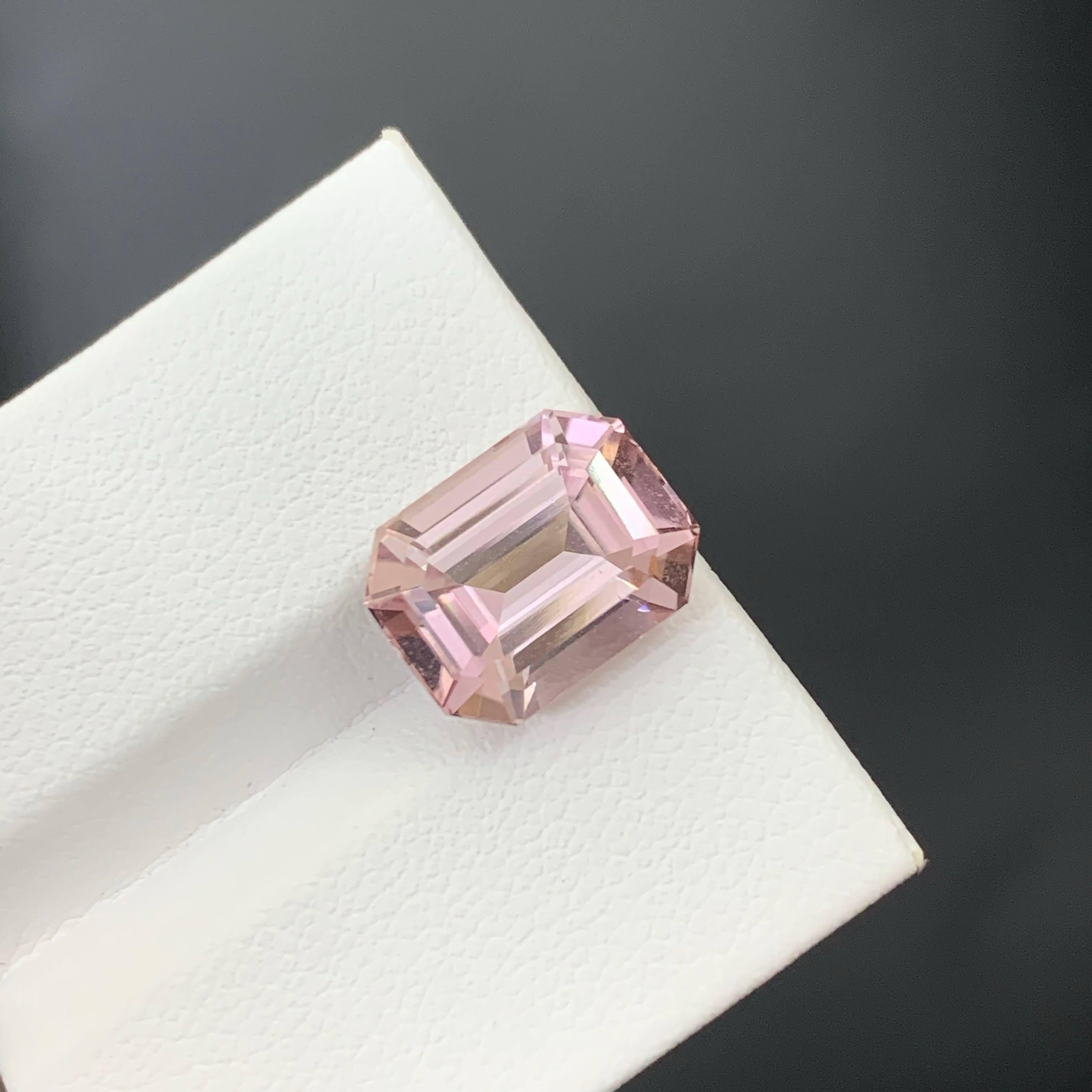 6.90 Carat Natural Loose Baby Pink Tourmaline Stone Emerald Cut African Gemstone For Sale 4