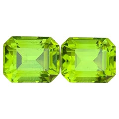 6.90 Carat Natural Loose Peridot Pair Emerald Shape Gemstone