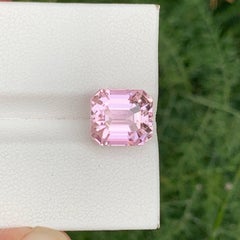 6.90 Carat Natural Loose Pink Afghan Kunzite Stone Emerald Cut For Jewelry