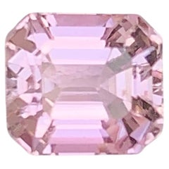 6.90 Carat Natural Loose Pink Afghan Kunzite Stone Emerald Cut For Jewelry