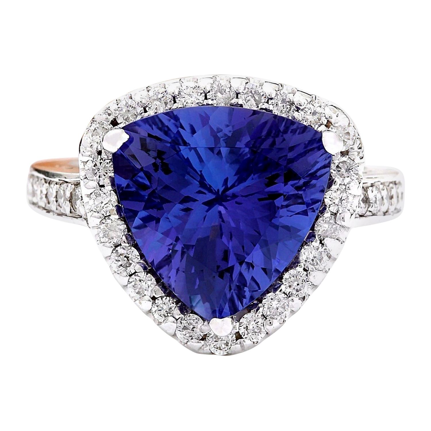 Tanzanite Diamond Ring In 14 Karat Solid White Gold 