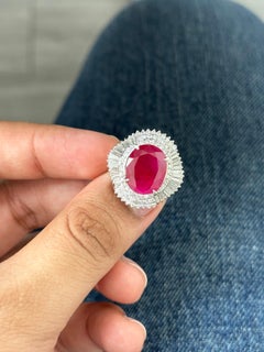 6.90 Carat Ruby Cocktail Ring in PT900