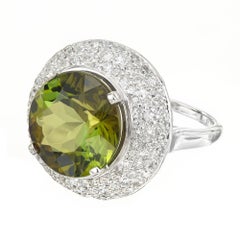 6.90 Carat Tourmaline Diamond Halo Platinum Cocktail Ring