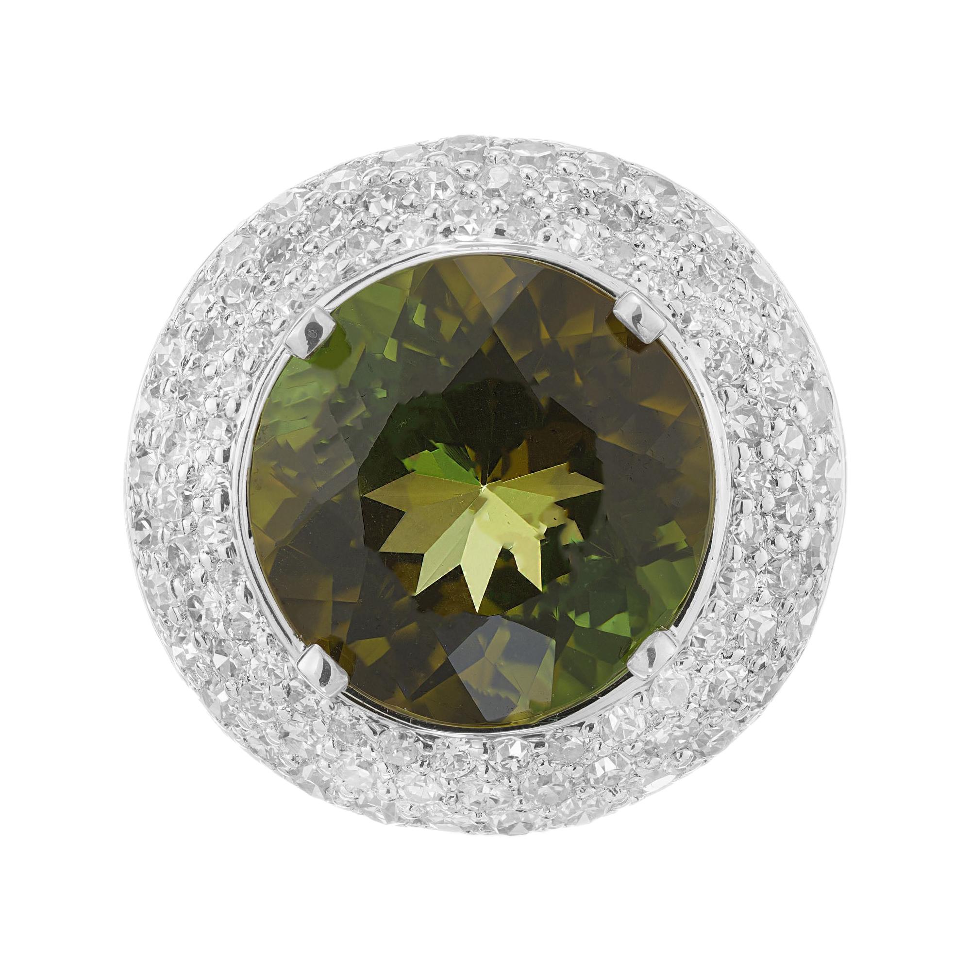 6.90 Carat Tourmaline Diamond Halo Platinum Cocktail Ring