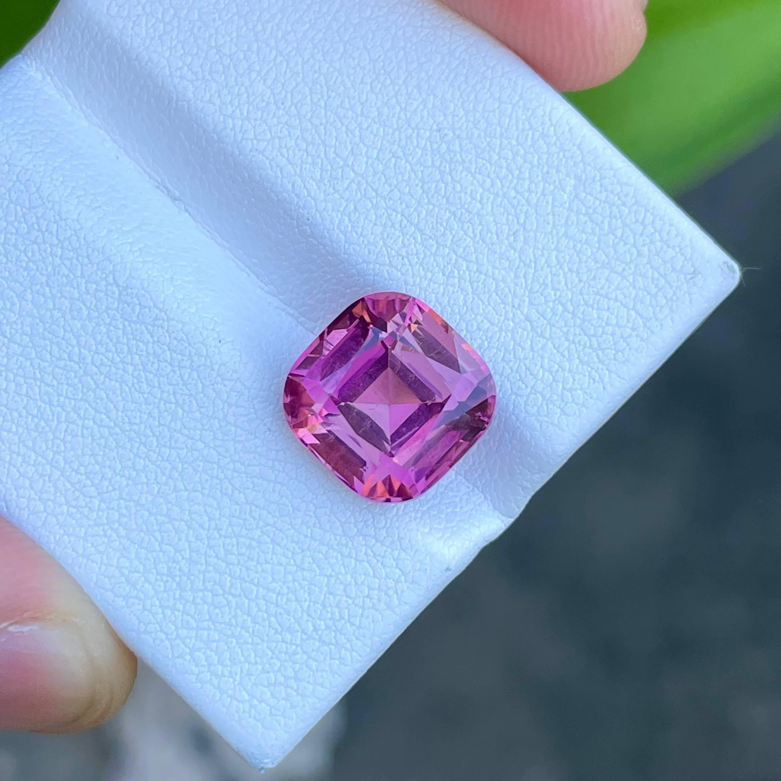 Weight 6.90 carats 
Dimensions 11.0x11.0x8.1 mm
Treatment None
Clarity VS
Origin Afghanistan
Shape Cushion
Cut Step Cushion




Bubblegum Pink Tourmaline Stone, a captivating gem originating from Nigeria, boasts a remarkable 6.90 carats of natural