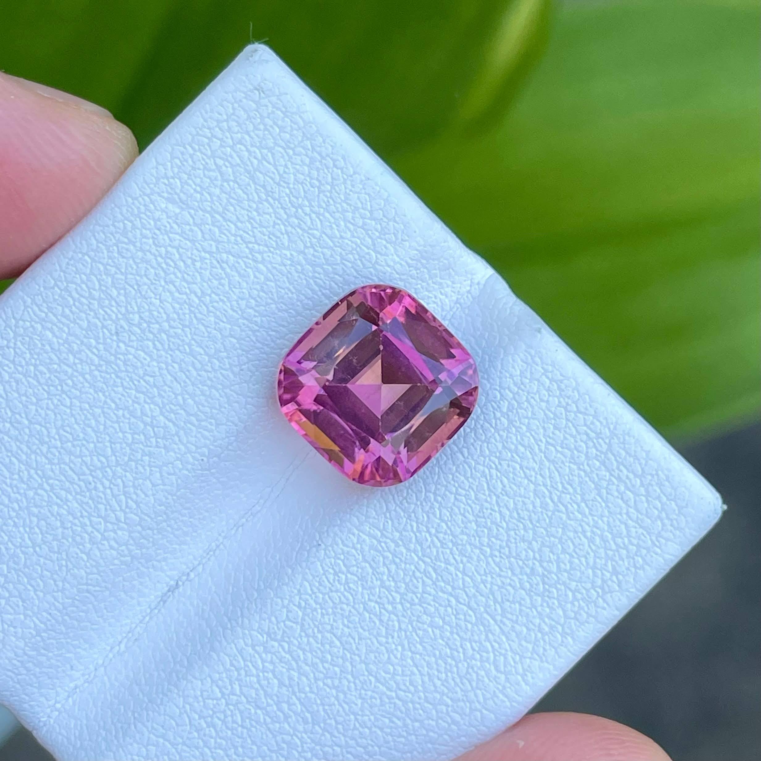 Modern 6.90 carats Bubblegum Pink Loose Tourmaline Step Cushion Cut Nigerian Gemstone For Sale