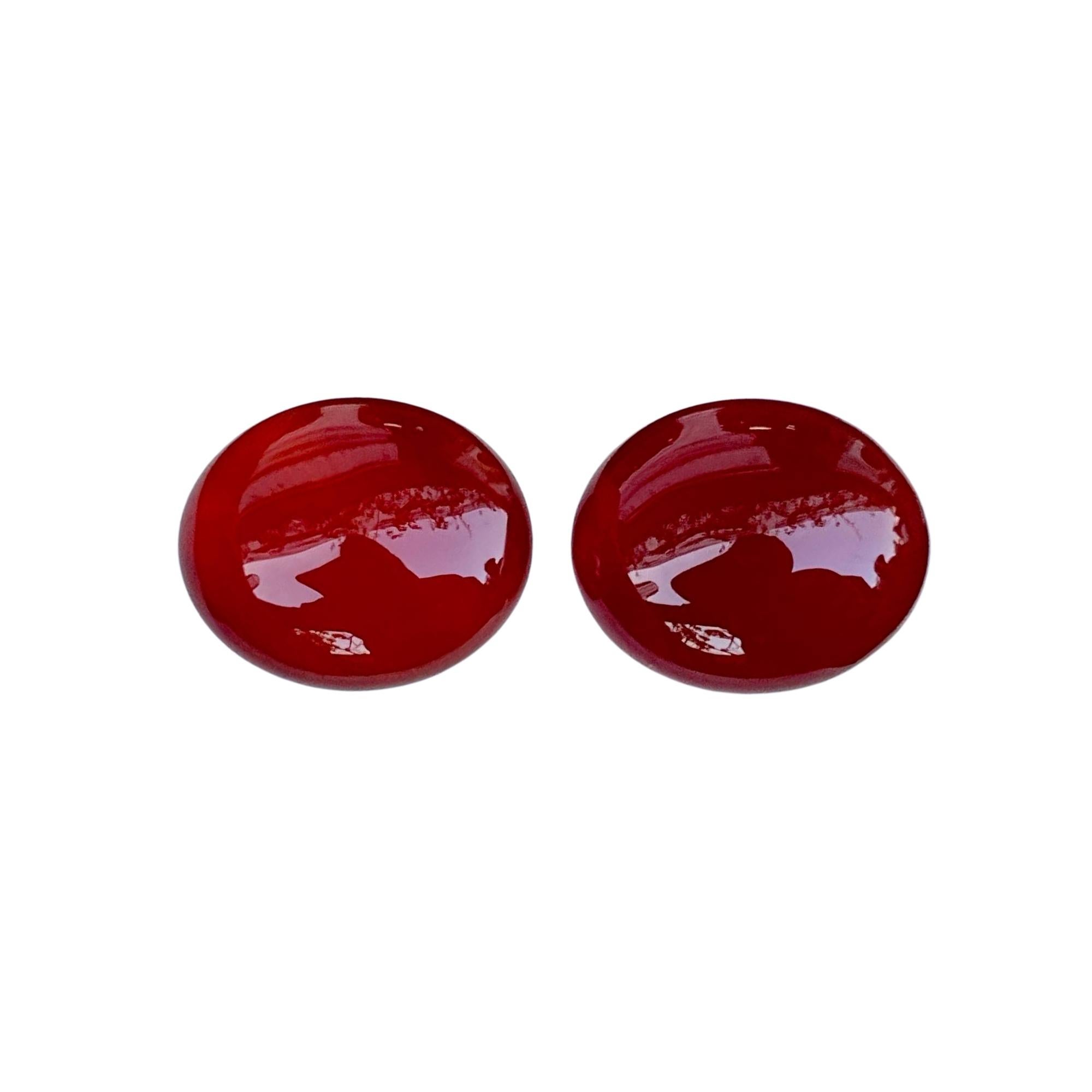 6.90 carati di corniola rosso intenso, coppia di pietre tagliate a cabochon dall'India 3