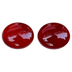 Paire de pierres de cornaline rouge profond de 6.90 carats, taille cabochon, d'Inde