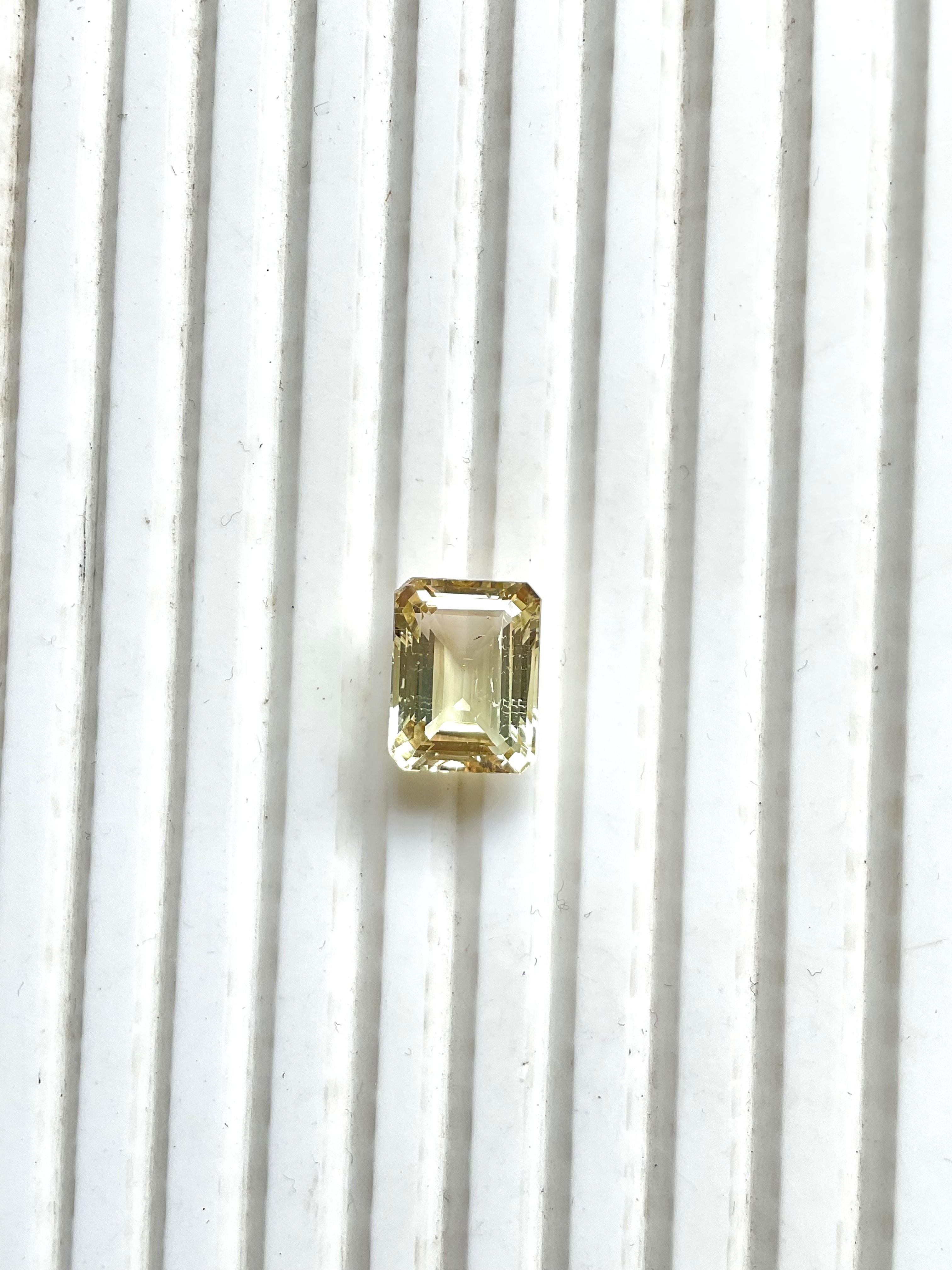 Art Deco 6.90 Carats Yellow Tourmaline Octa Faceted Cut stone Top Quality Natural gem For Sale