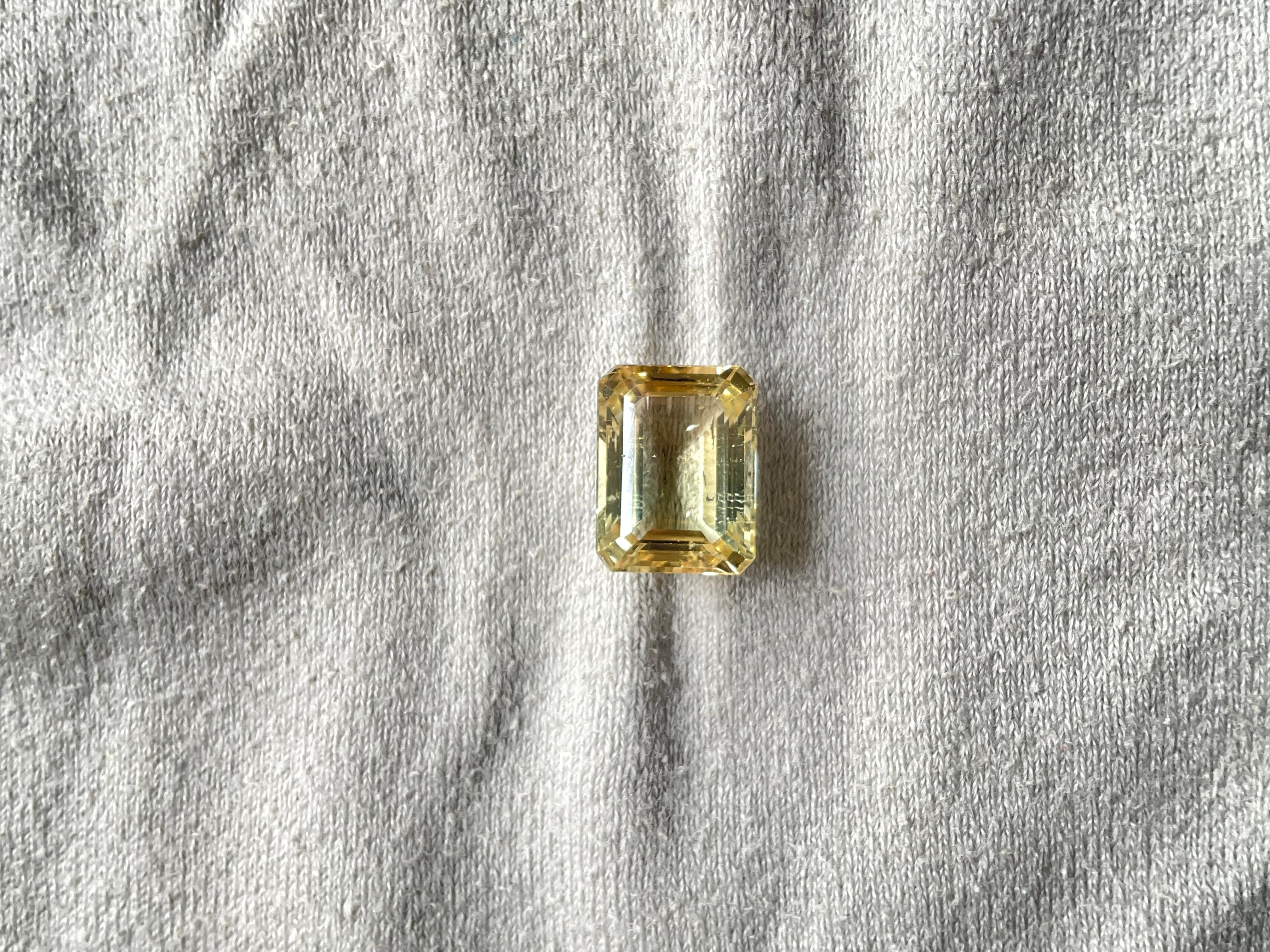 Women's or Men's 6.90 Carats Yellow Tourmaline Octa Faceted Cut stone Top Quality Natural gem For Sale