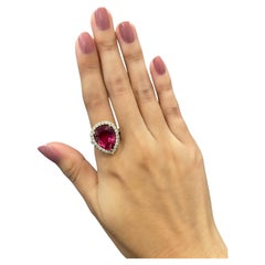 6.90 Ct Natural Rubellite & Diamond Ring