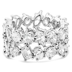 Roman Malakov 6.90 Carat Total Mixed-Cut Diamond Two-Row Eternity Fashion Ring