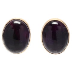 6.90ctw Cabochon Amethyst Stud Earring, 14kt Yellow Gold 6.90ctw Cabochon Amethyst Stud Earring, 14kt Yellow Gold