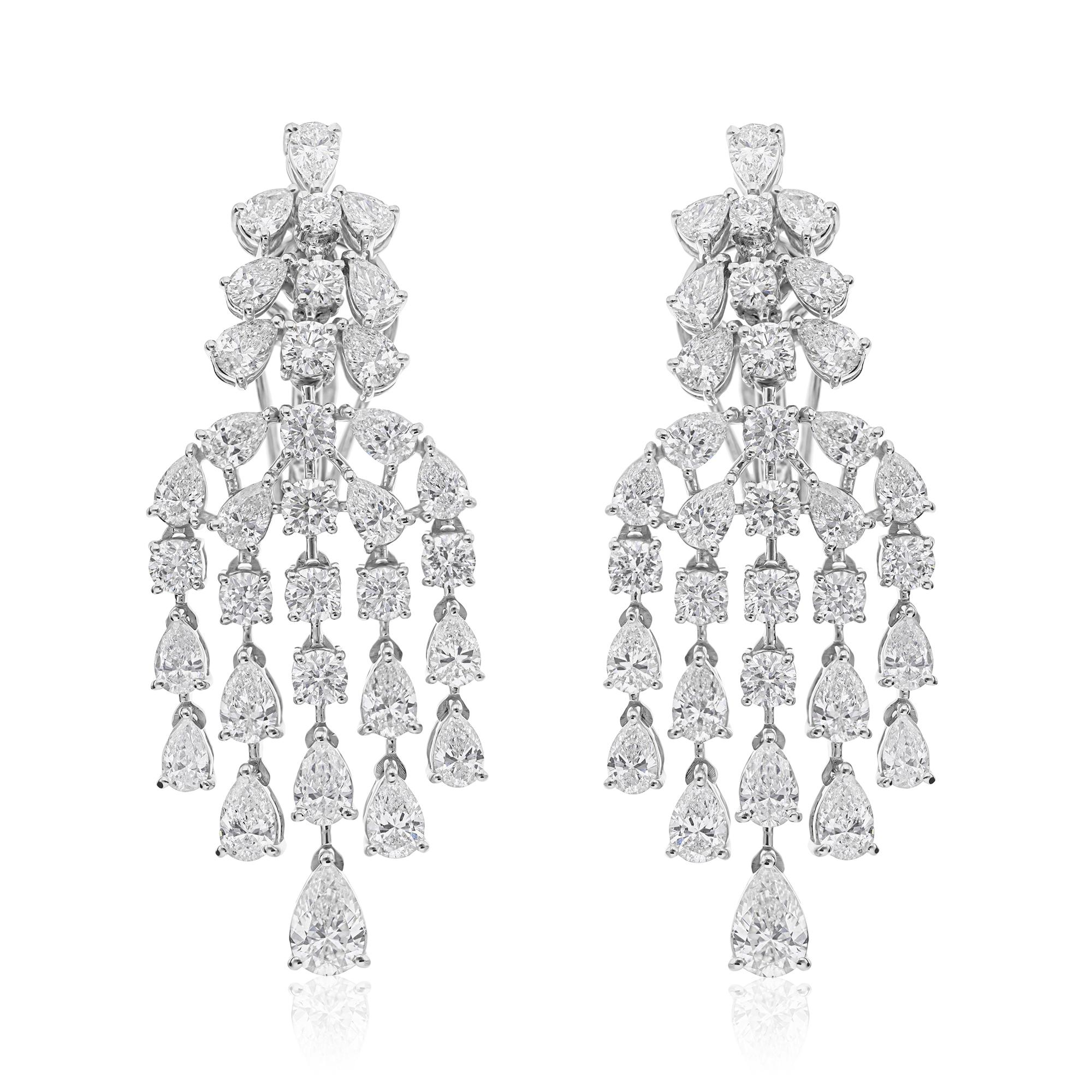 Orecchini a lampadario con diamanti certificati da 6,91 carati Gioielli da sposa in oro bianco 18k in vendita 5