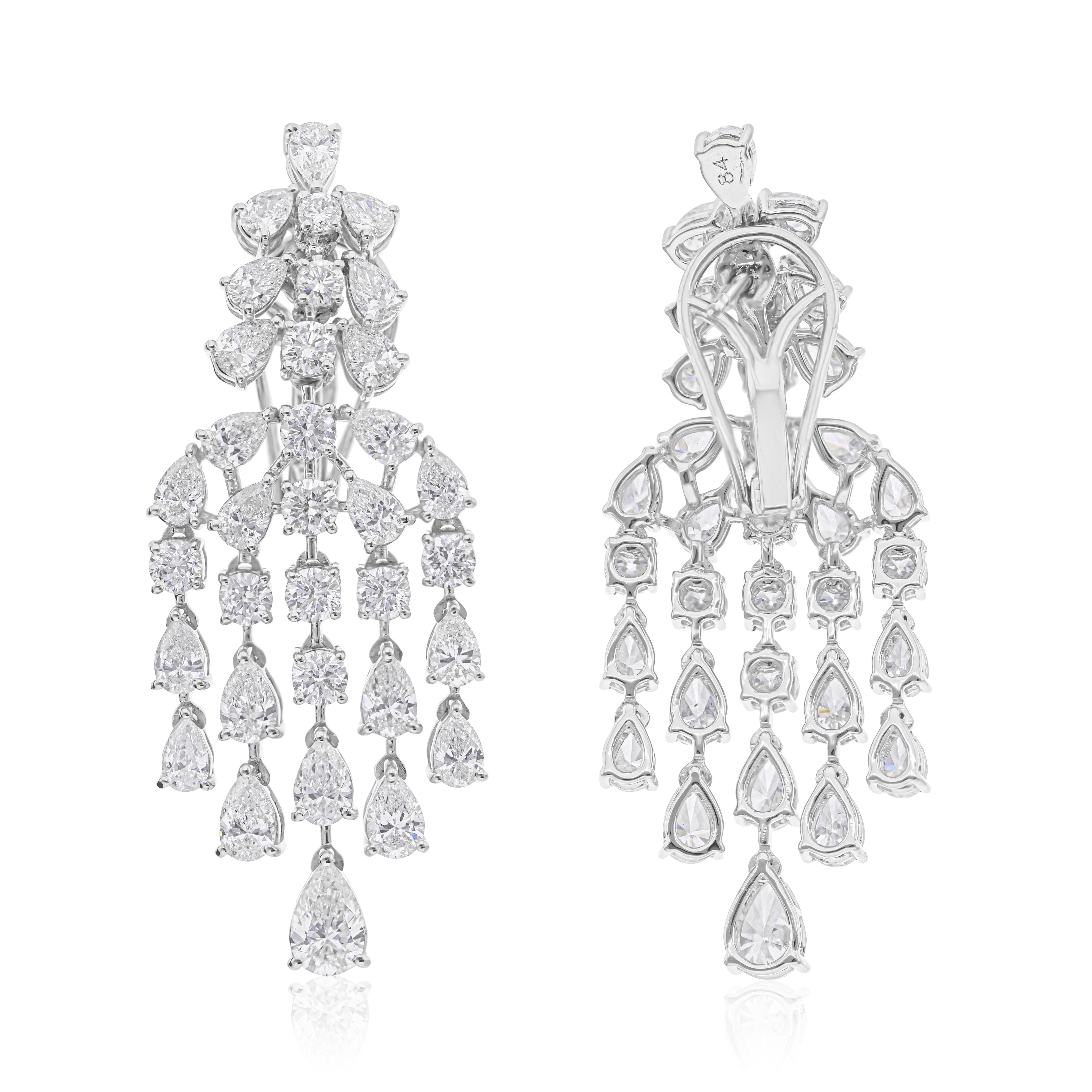 Orecchini a lampadario con diamanti certificati da 6,91 carati Gioielli da sposa in oro bianco 18k in vendita 3