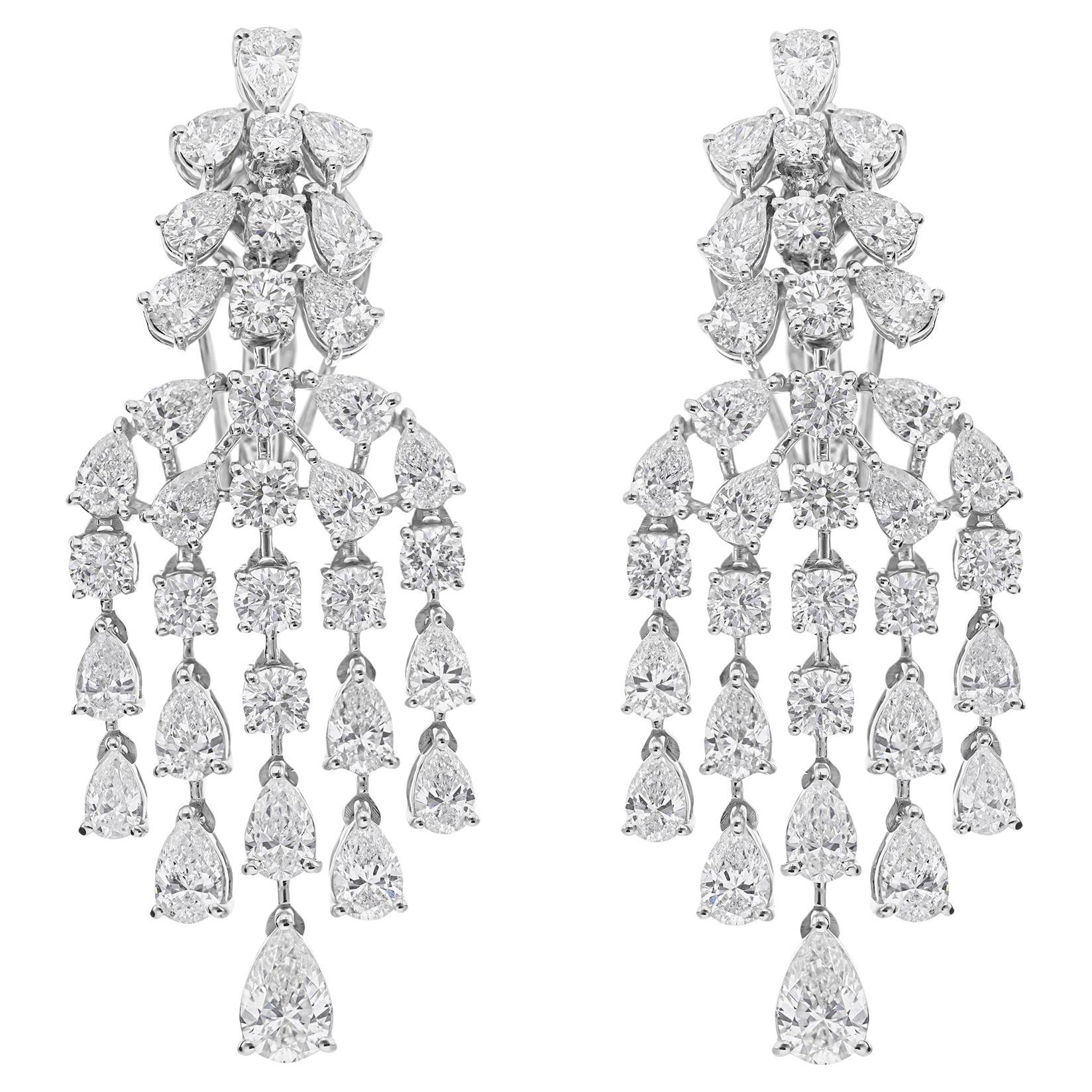 Orecchini a lampadario con diamanti certificati da 6,91 carati Gioielli da sposa in oro bianco 18k