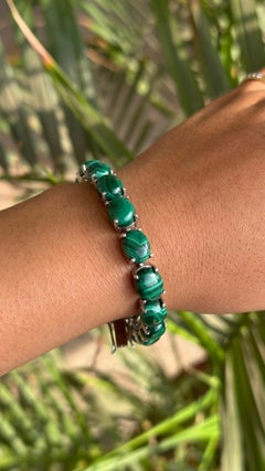69,1 Karat Malachit Edelstein Tennisarmband für Mutter Geschenk in Sterling Silber