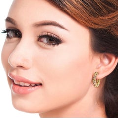 6.91 Carat Multi Sapphire 18 Karat Gold Hoop Earrings
