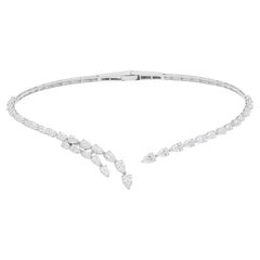 6.91 Carat SI/H Pear Diamond Cuff Choker Necklace 14 Karat White Gold Jewelry