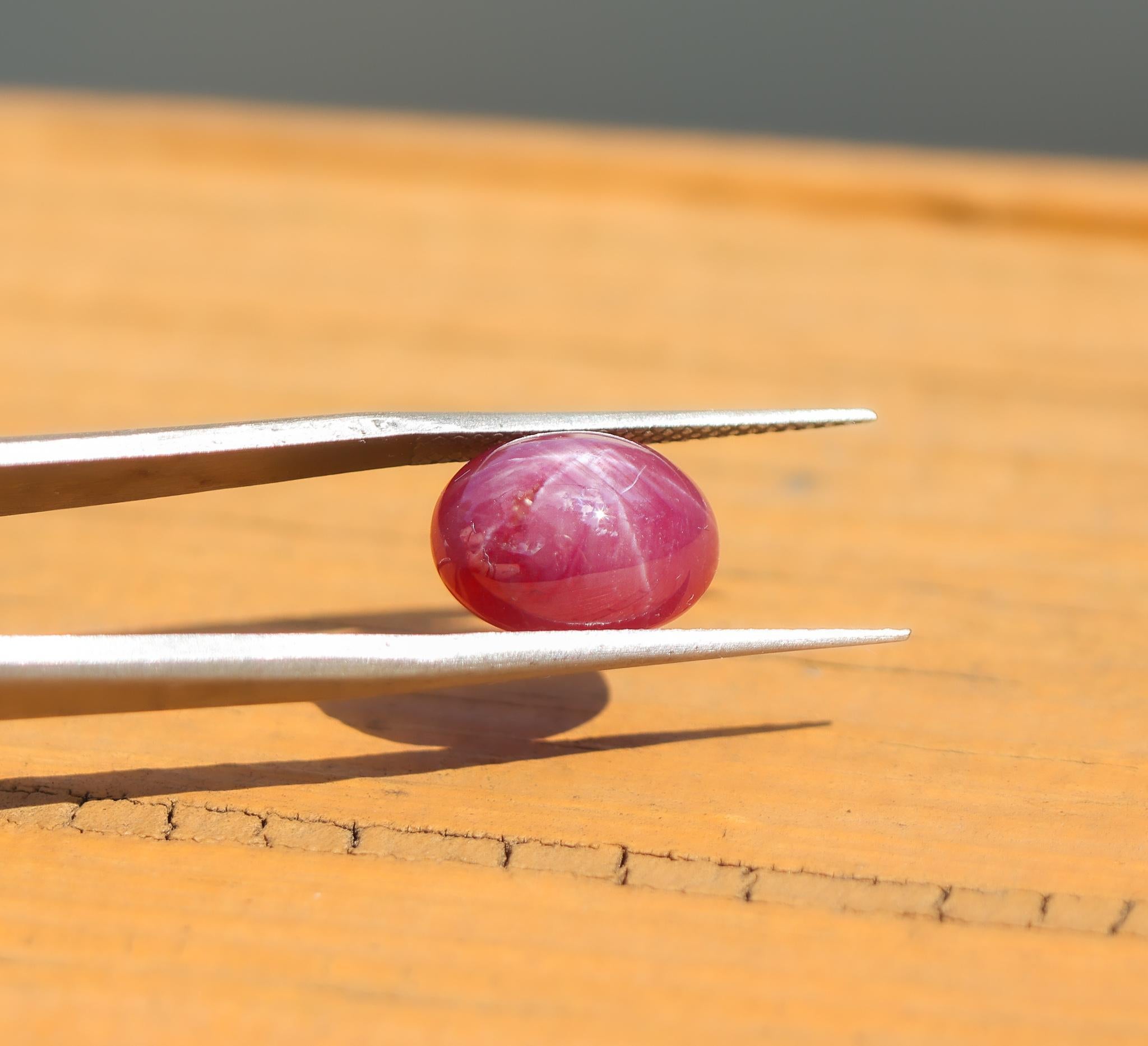 6,91 Karat Star Ruby Loser Edelstein Oval 11,7 x 9,3 mm (Ovalschliff) im Angebot
