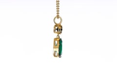 6.91ct 18K Colombian Emerald-Pear Cut & Black Diamond Necklace