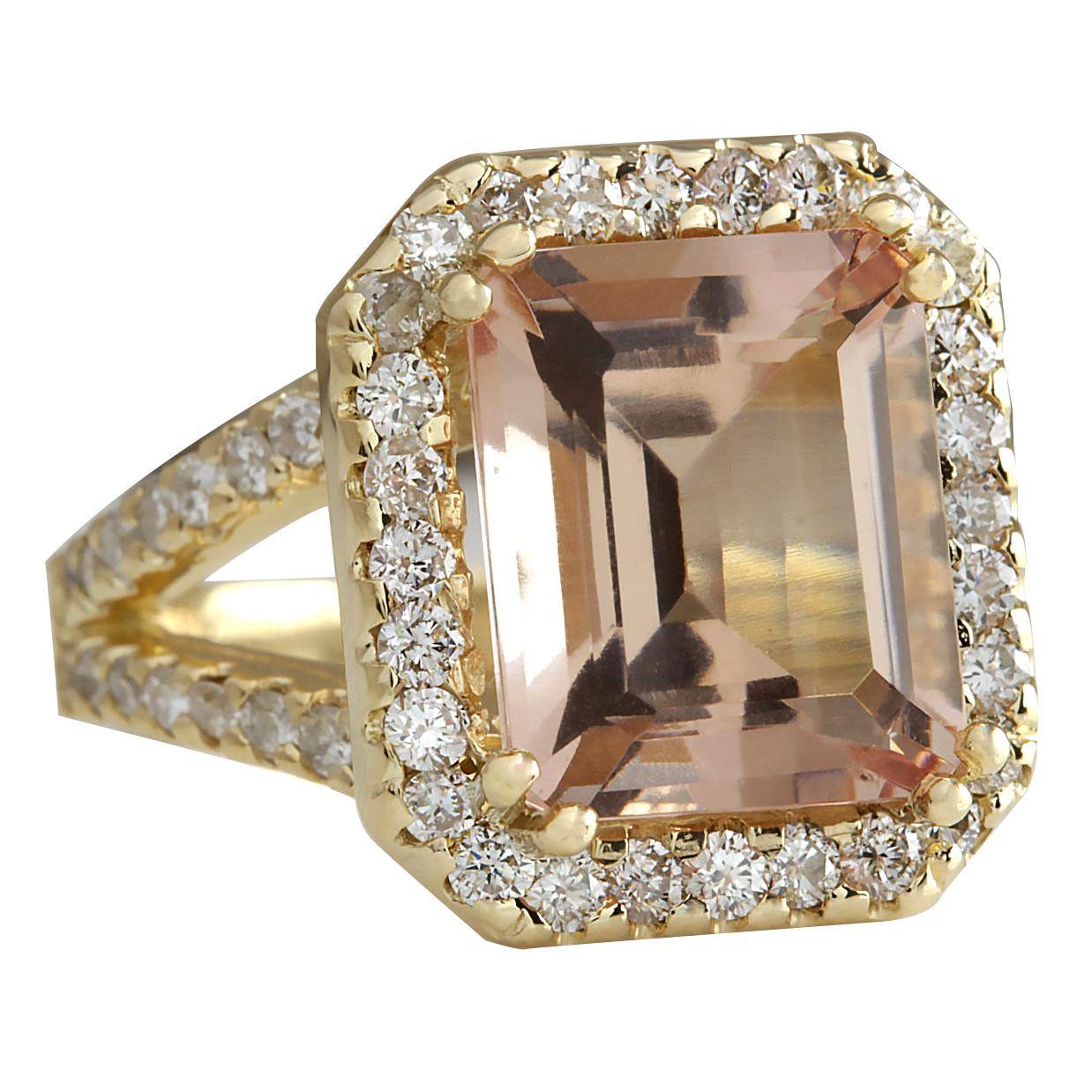 6.92 Carat Natural Morganite 14 Karat Yellow Gold Diamond Ring
Stamped: 14K Yellow Gold
Total Ring Weight: 9.0 Grams
Total Natural Morganite Weight is 5.57 Carat (Measures: 12.00x10.00 mm)
Color: Peach
Total Natural Diamond Weight is 1.35