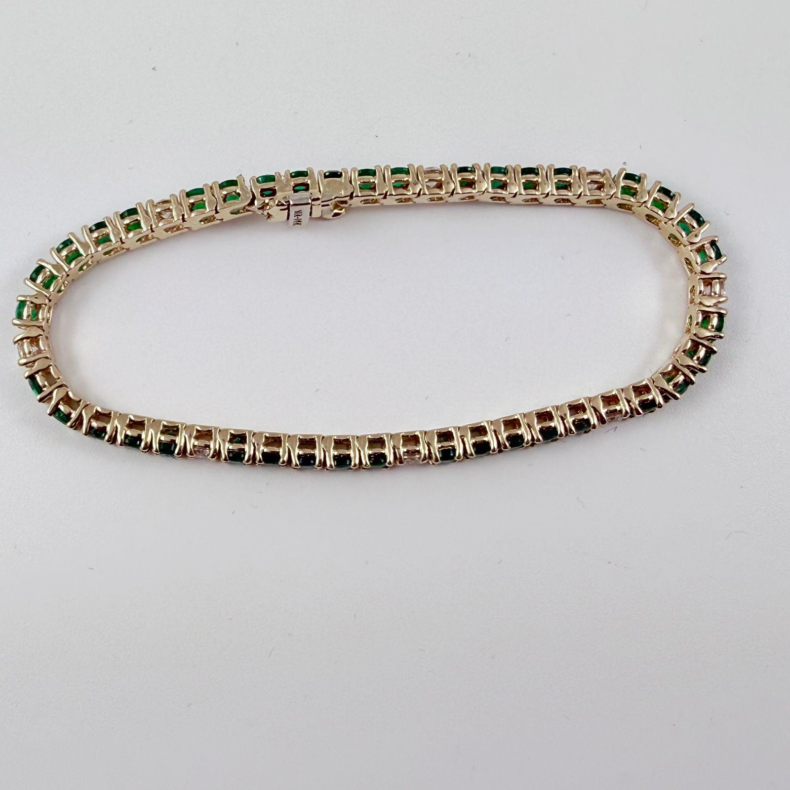 Pulsera de tenis con diamantes redondos de 6,92 quilates en oro amarillo de 14 quilates Corte redondo en venta