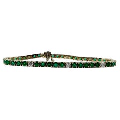 Bracelet de tennis en or jaune 14K avec diamants ronds de 6,92 carats