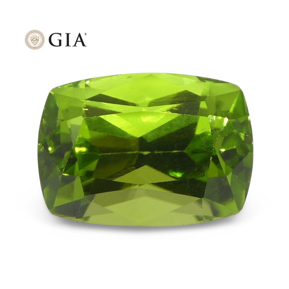 6,92 Karat Kissen Gelbgrüner Peridot GIA zertifiziert 6