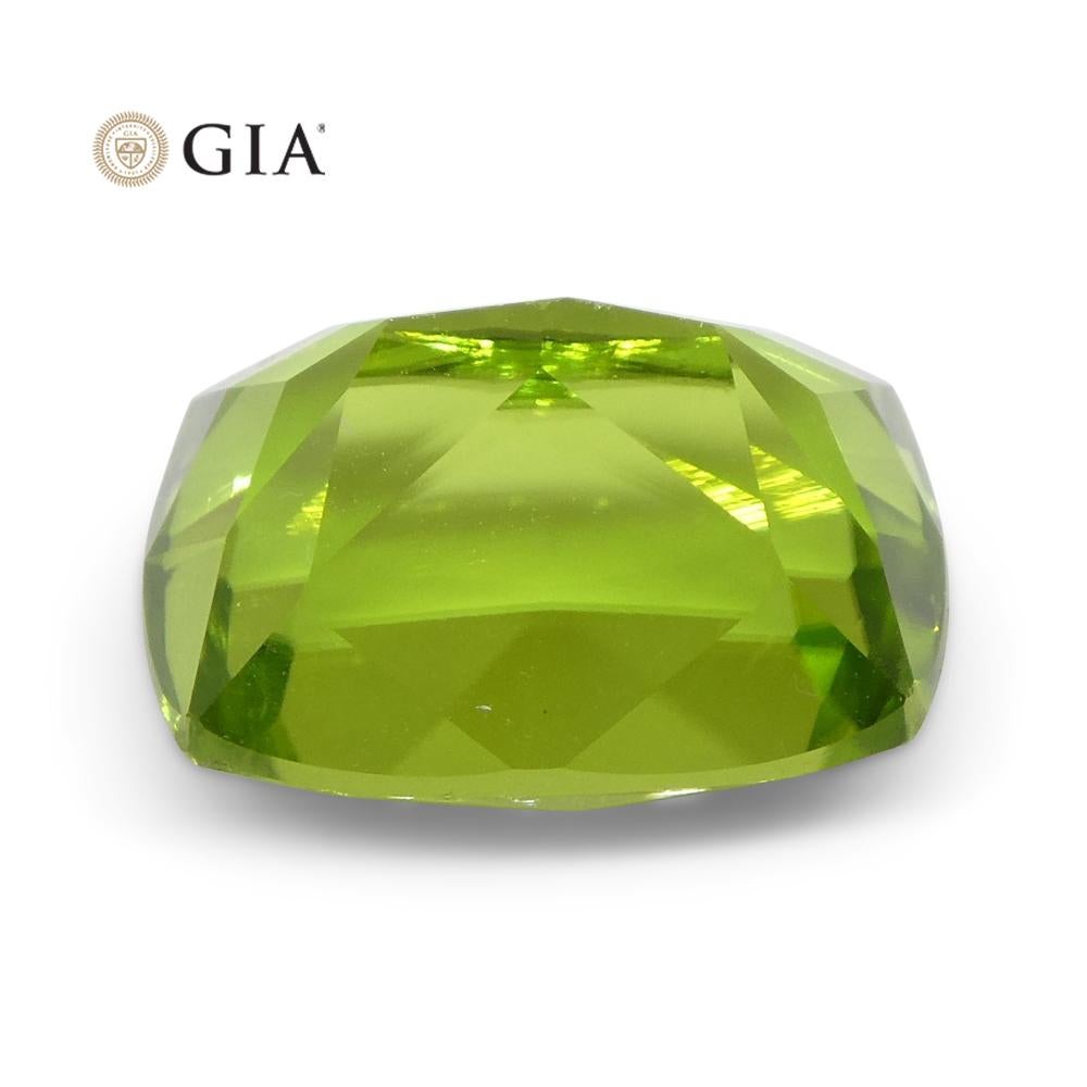 6.92 Carat Cushion Yellowish Green Peridot GIA Certified For Sale 5