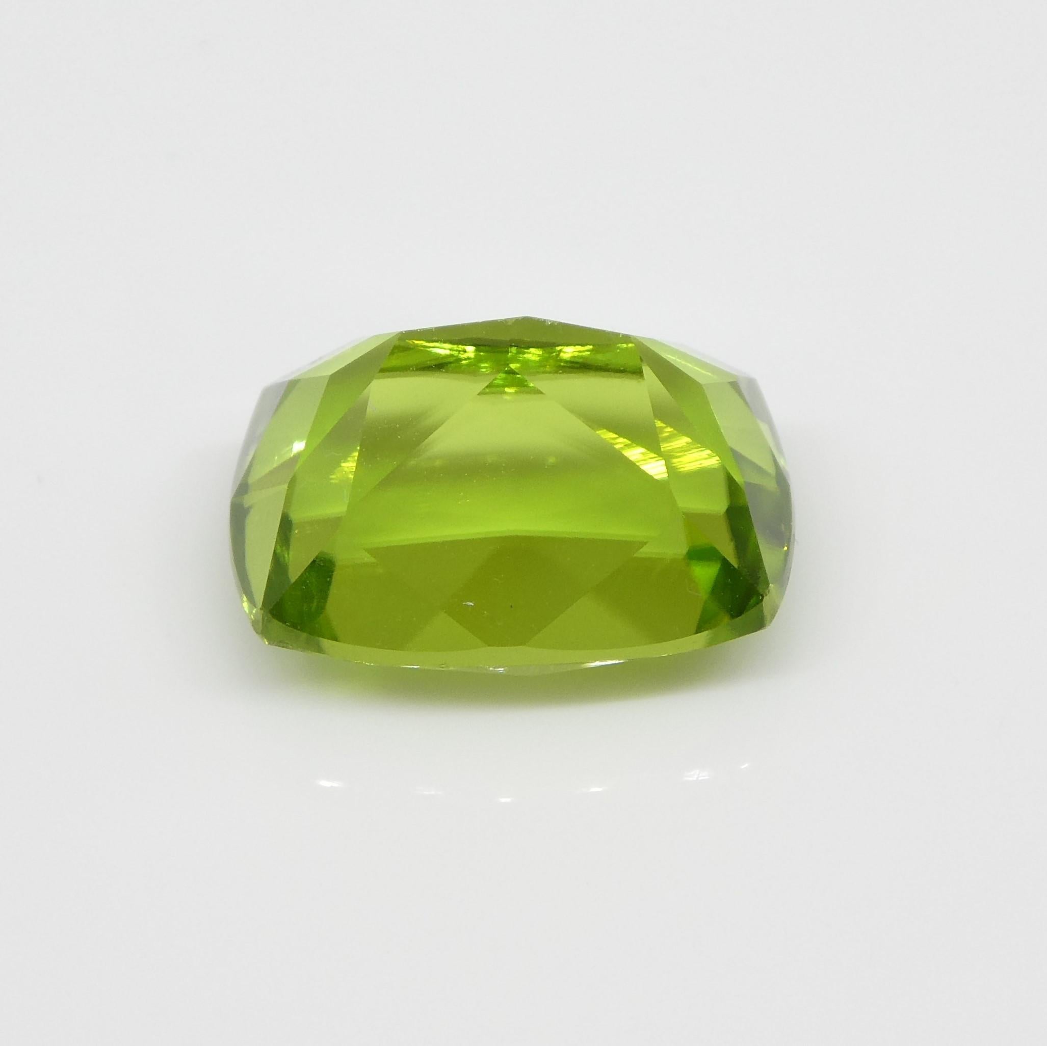 6.92 Carat Cushion Yellowish Green Peridot GIA Certified For Sale 6