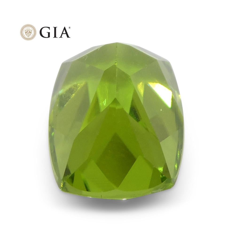 6.92 Carat Cushion Yellowish Green Peridot GIA Certified For Sale 7