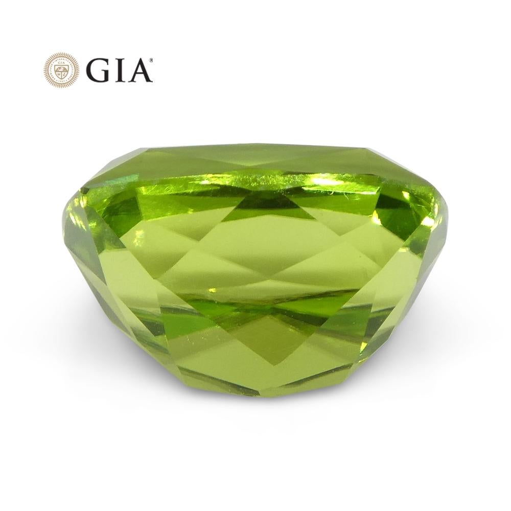 6.92 Carat Cushion Yellowish Green Peridot GIA Certified For Sale 1