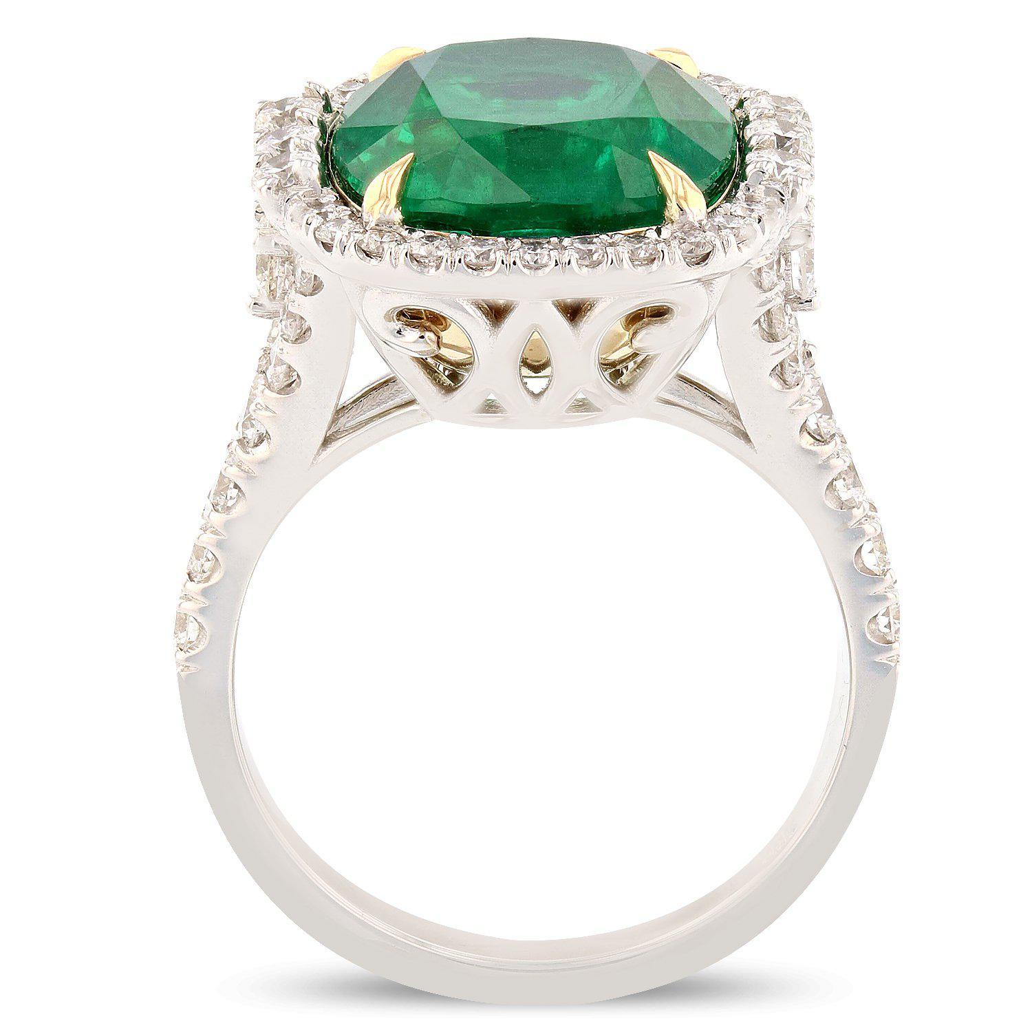 Cushion Cut 6.93 Carat Emerald Diamond Fashion Ring For Sale