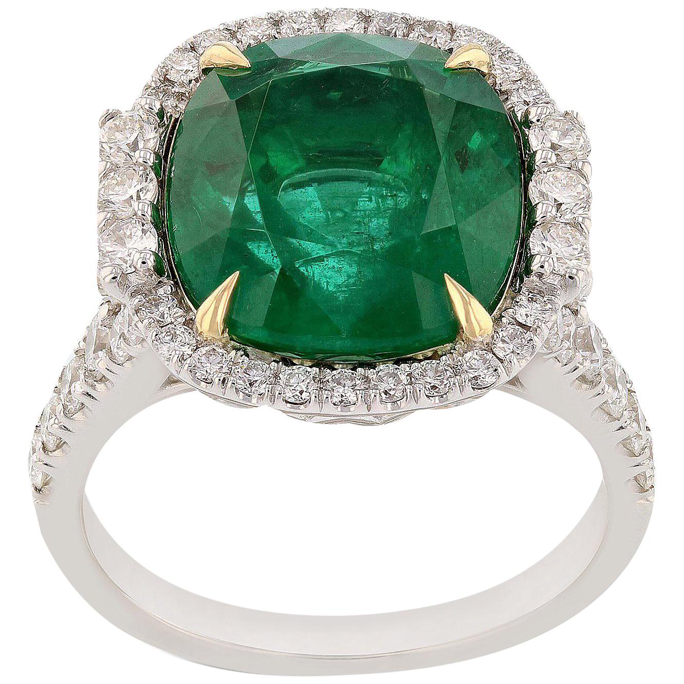 6.93 Carat Emerald Diamond Fashion Ring For Sale