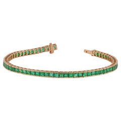 ct18750 6.93 Carat Fine Clear Emerald Tennis Line Bracelet in 18k Gold Channel Setting