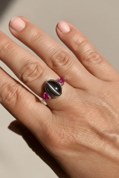6.93 Ct. Cat's Eye Alexandrite Ruby Engagement Platinum Ring