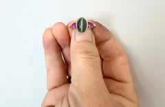 6.93 Ct. Cat's Eye Alexandrite Ruby Engagement Platinum Ring