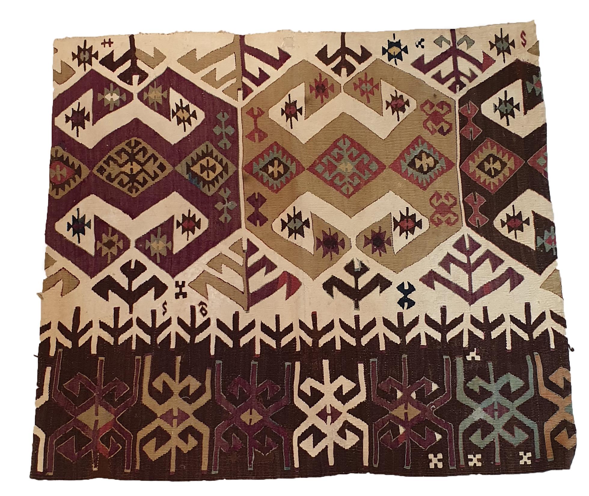 Hand-Woven 693 - Pair of Caucasian Kilim Pieces For Sale