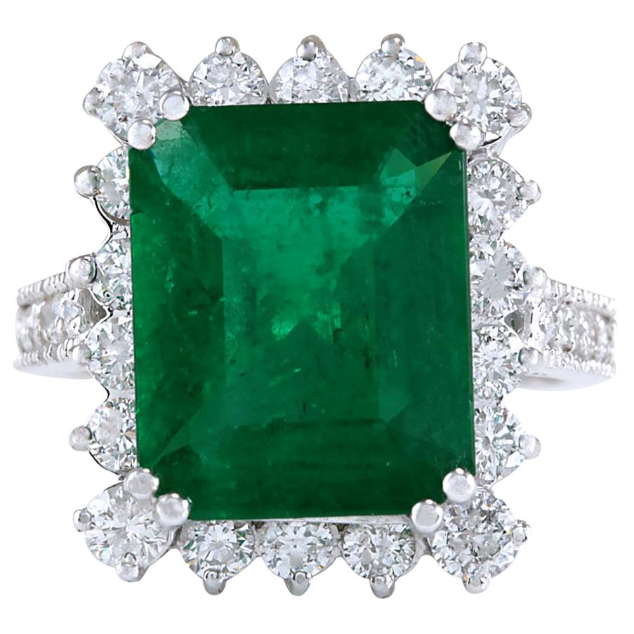 Natürlicher Smaragd-Diamantring aus 14 Karat Weißgold 