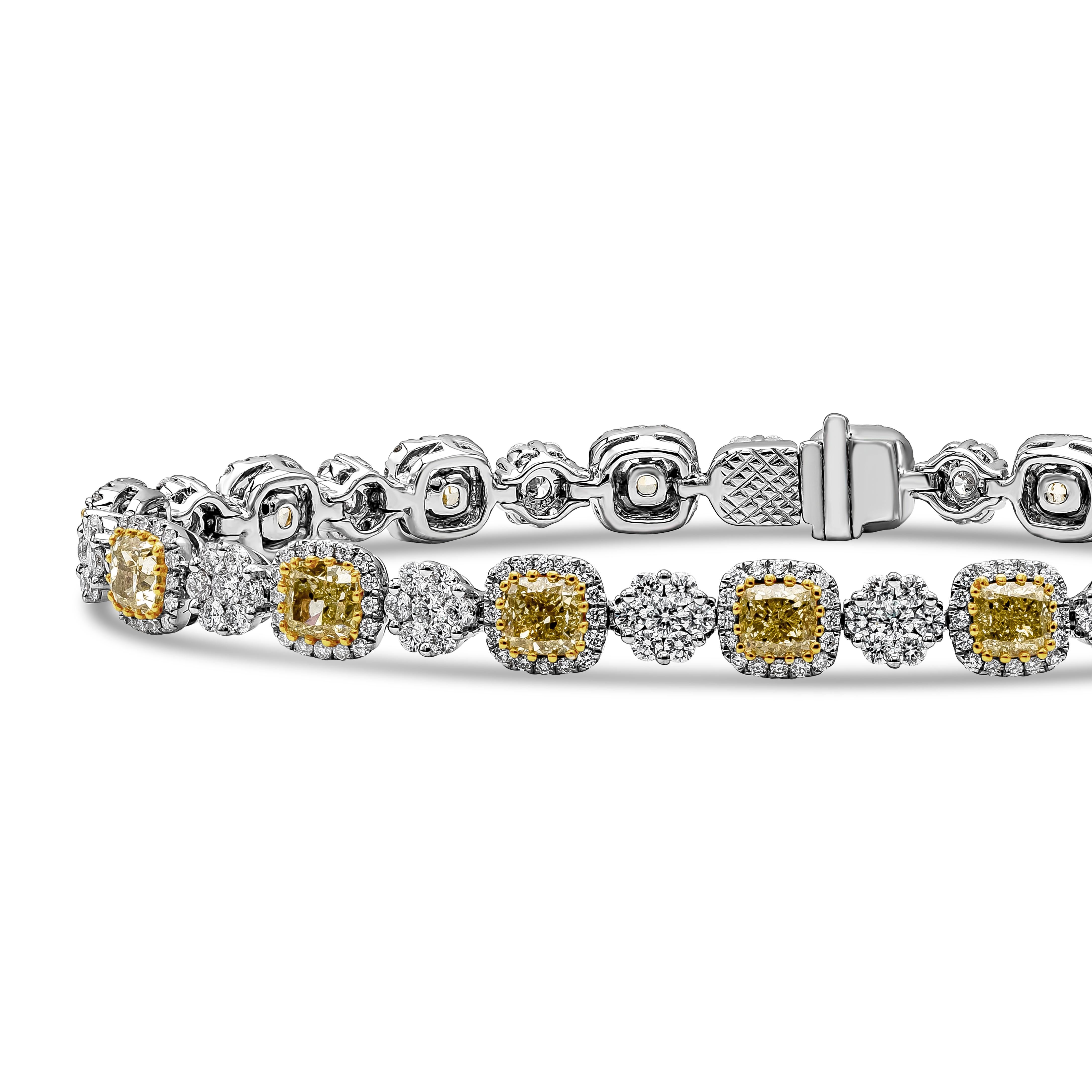 Roman Malakov Halo-Armband mit 6,94 Karat gelbem Fancy-Diamant im Kissenschliff (Zeitgenössisch) im Angebot
