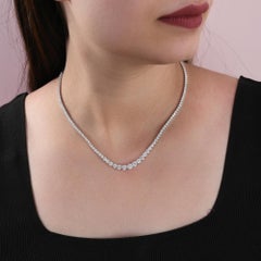 18K White Gold 6.94ct Natural Diamond Graduated Necklace, Birthday Gifts For Her